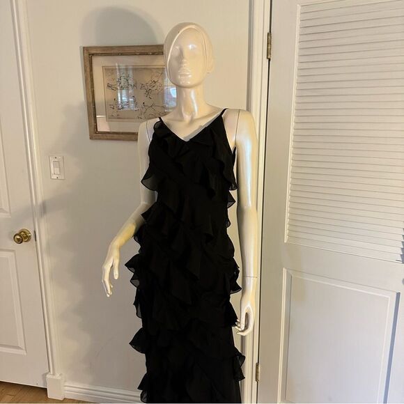 Black Ruffle Formal Gown Prom Dress - Picture 12 of 14